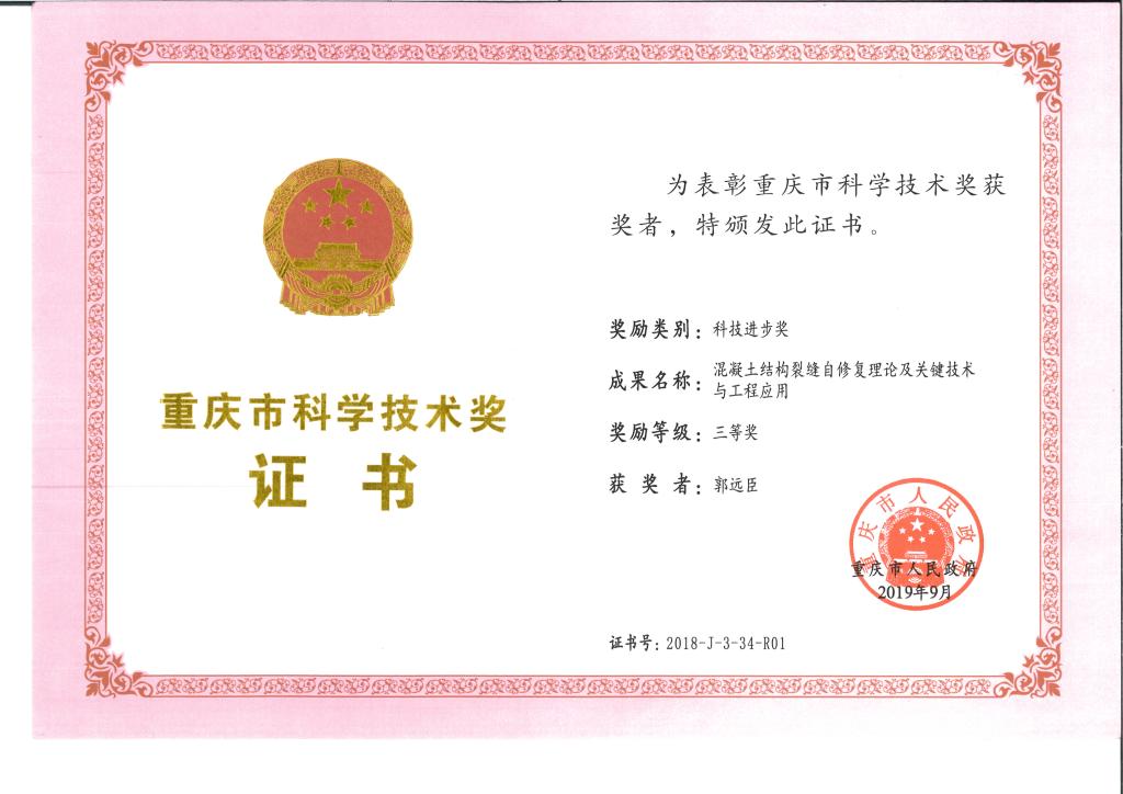 重庆科技大学郭远臣教授团队研究成果荣获重庆市科技进步三等奖
